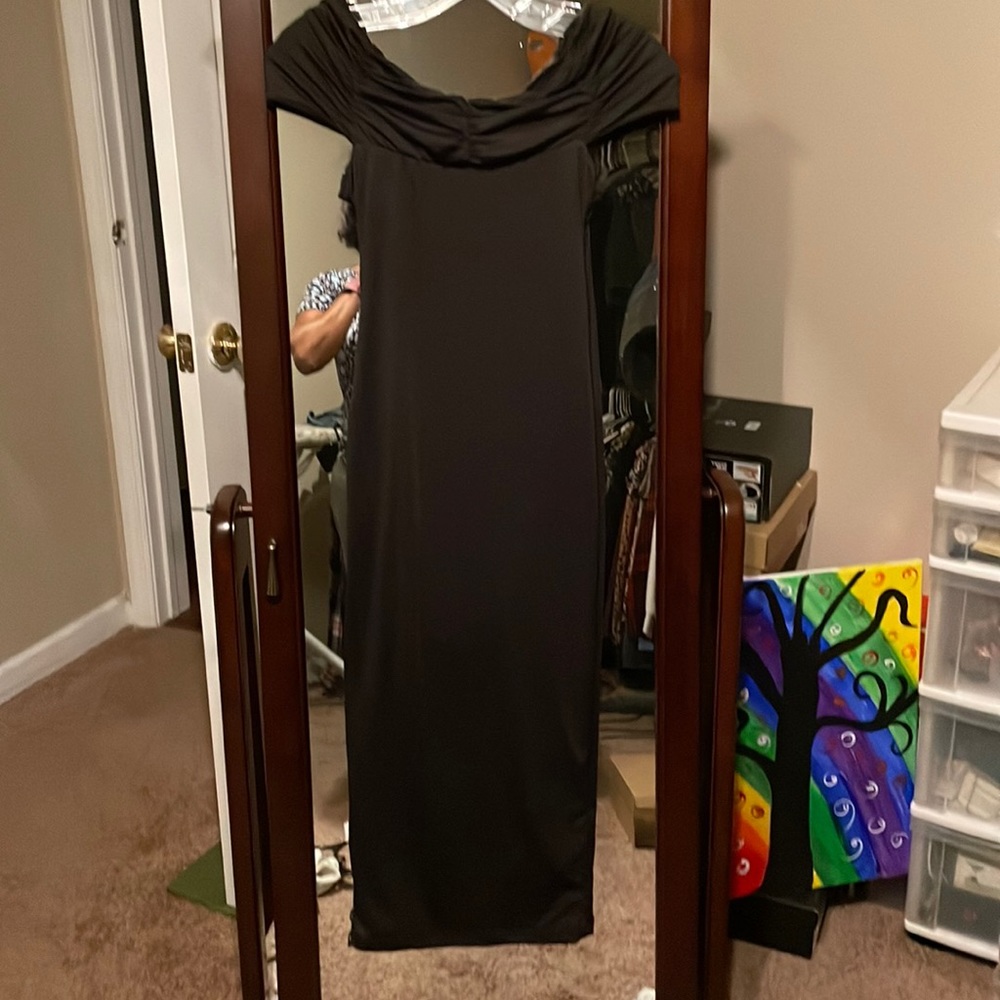 Black straight slim dress